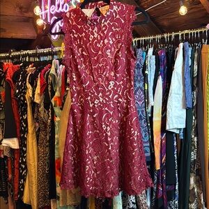 Alya Red Long Sleeve Flutter A-Line Dress